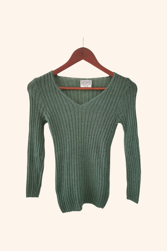 Pull chaussette col V mohair et soie