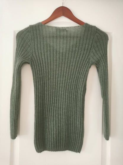 Pull chaussette col V mohair et soie