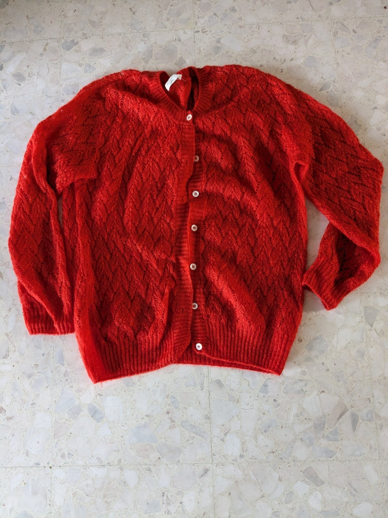 Gilet laine mohair ajouré femme