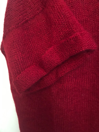 Pull manche courte duvet de mohair rouge