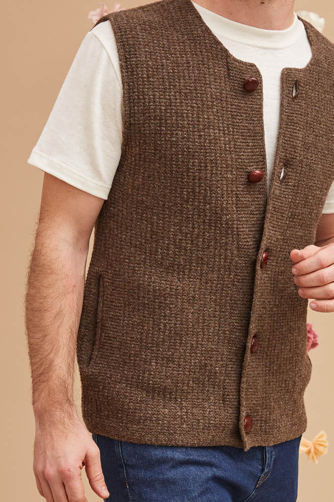 Gilet en laine mérinos d'Arles sans manches pour homme