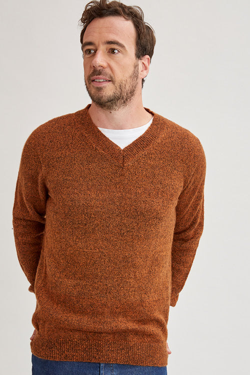 Pull en laine yack col V pour homme