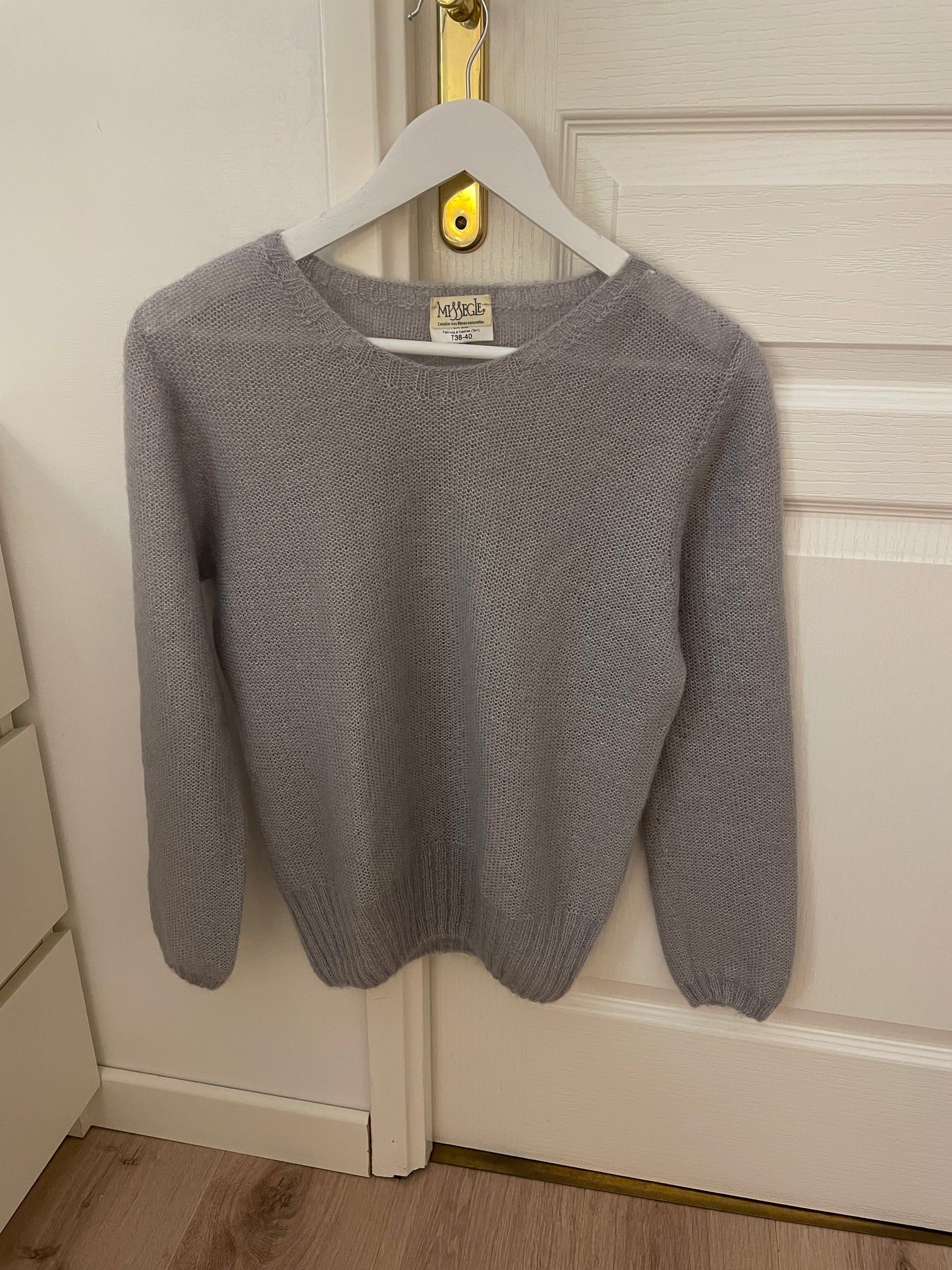 Petit pull mohair femme gris perle