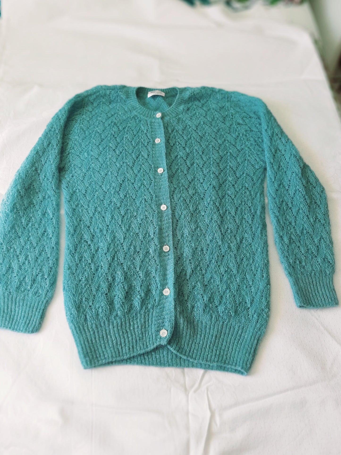 Gilet laine mohair ajouré femme