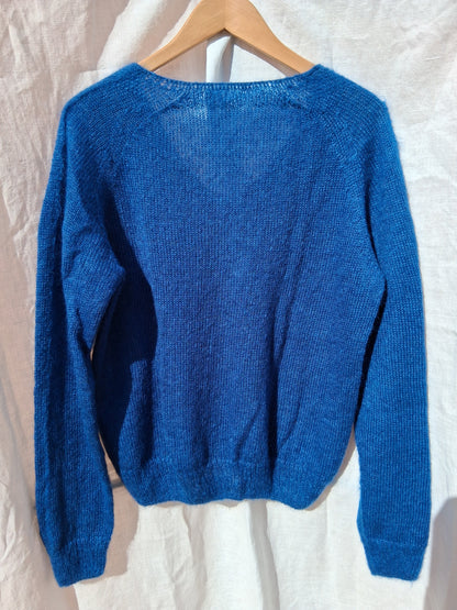 Pull en laine mohair col V pour femme