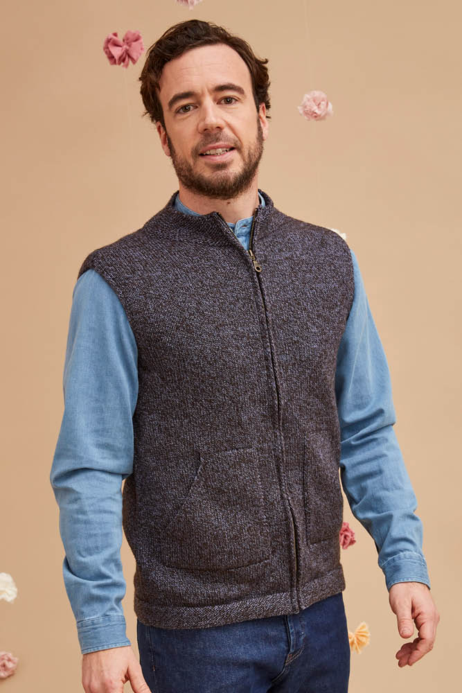Veste sans manche yack mérinos et soie pour homme