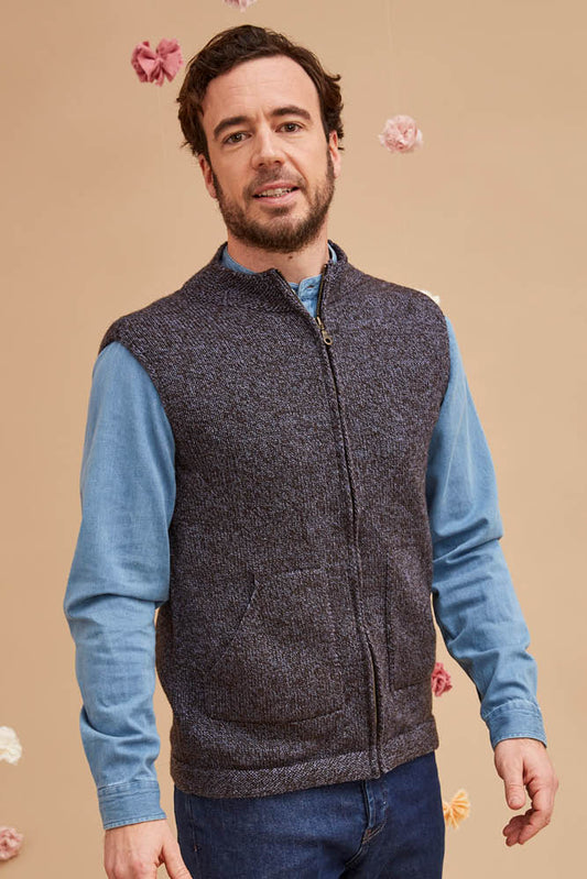 Veste sans manche yack mérinos et soie pour homme