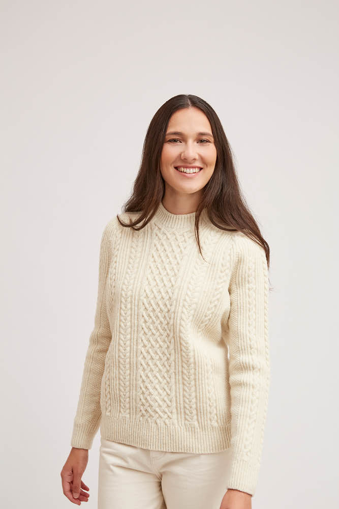 Pull en laine à torsades pour femme