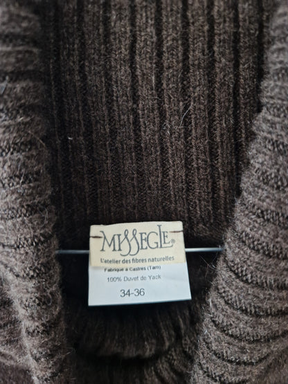 Robe pull chocolat 100% laine de yack