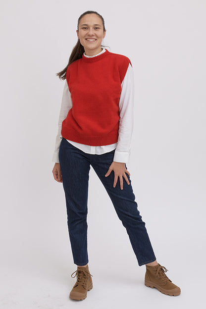 Pull sans manche en laine recyclée Esther