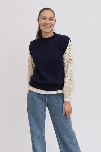 Pull sans manche en laine recyclée Esther