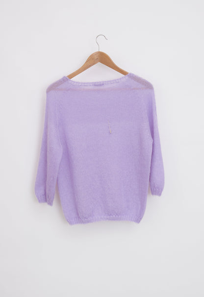 Pull en laine mohair et soie manches 3/4