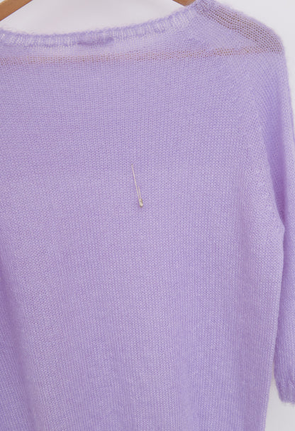 Pull en laine mohair et soie manches 3/4
