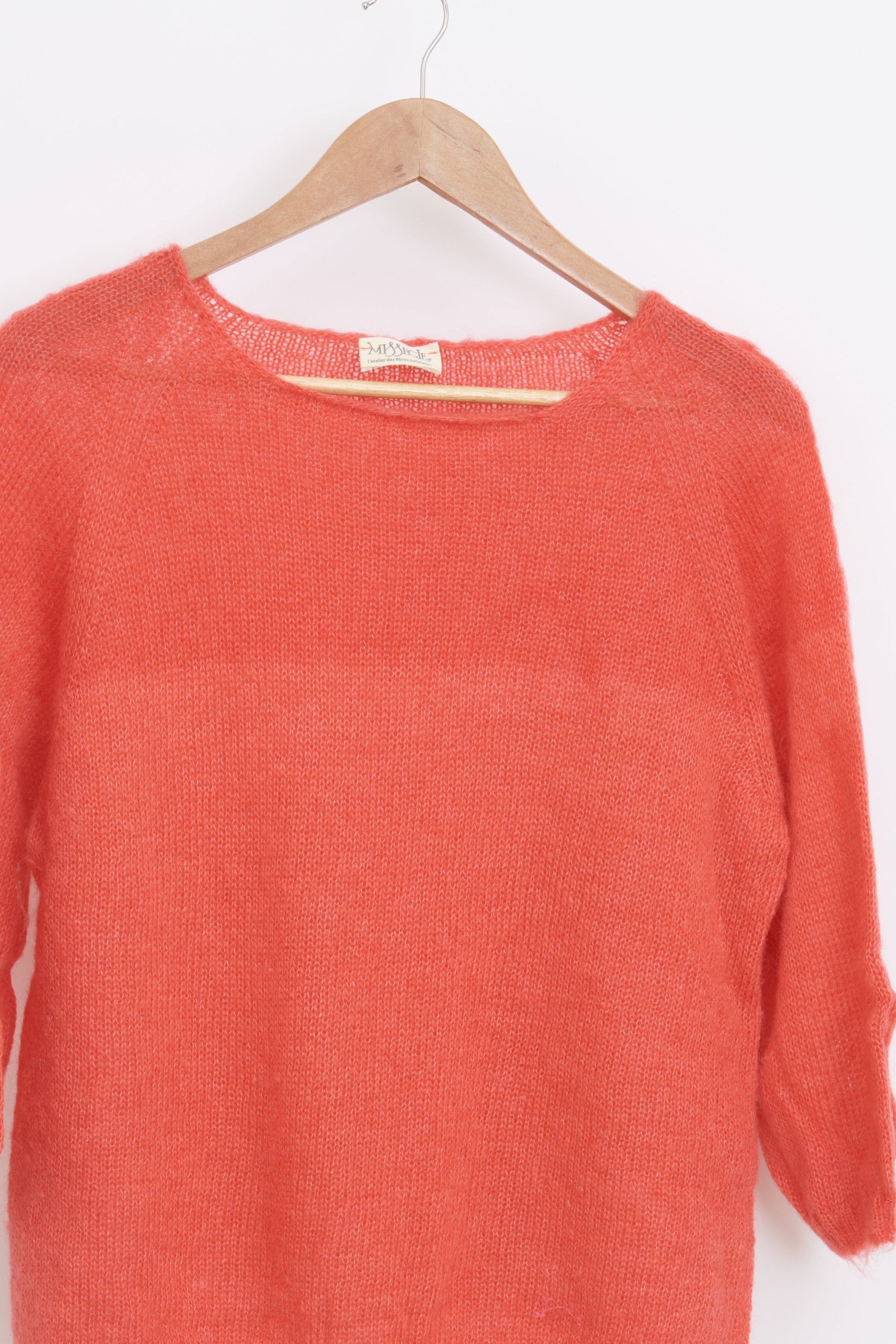 Pull en laine mohair et soie manches 3/4