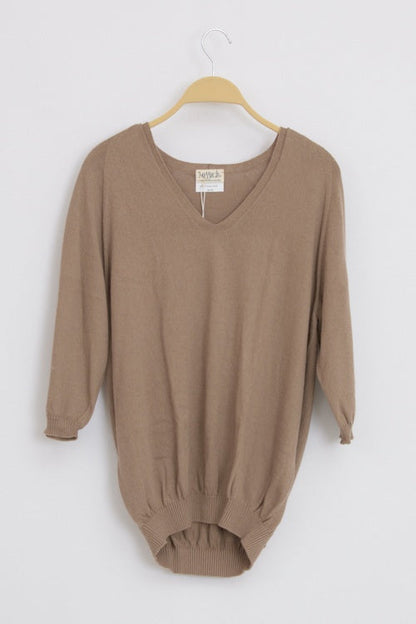 Pull col V manches 3/4 Capuccino