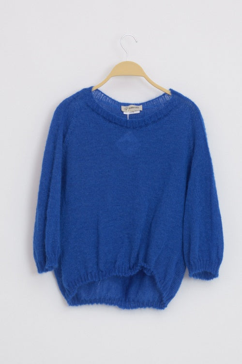 Pull en laine mohair et soie manches 3/4