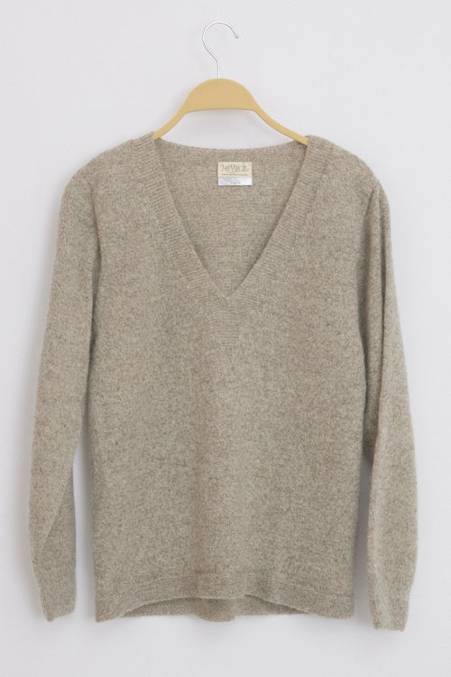 Grand pull laine col V en duvet de yack pour femme