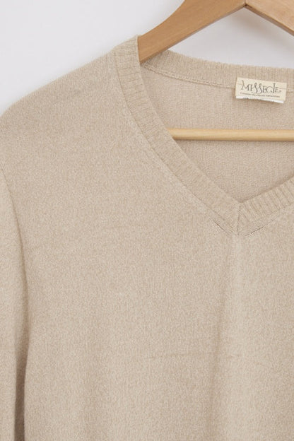 Pull col V Chiné Beige pour homme