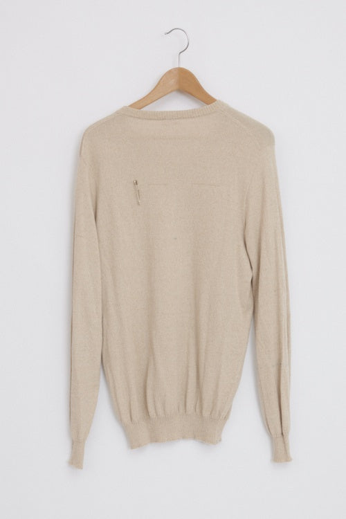 Pull col V Chiné Beige pour homme