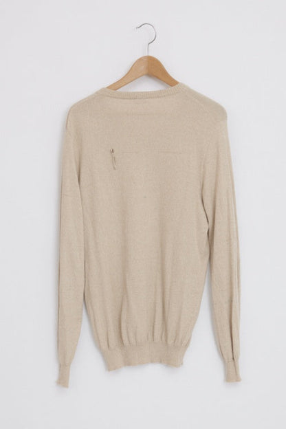 Pull col V Chiné Beige pour homme