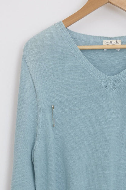 Pull col V coton bio et seacell