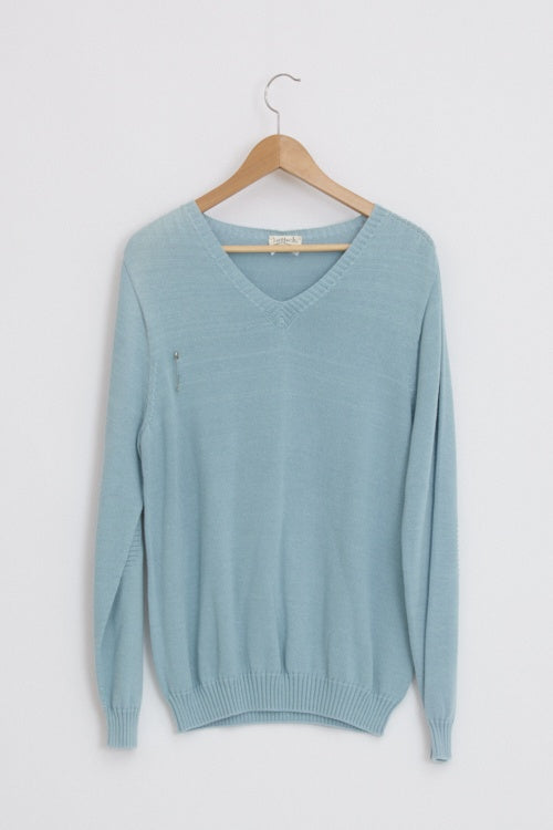 Pull col V coton bio et seacell