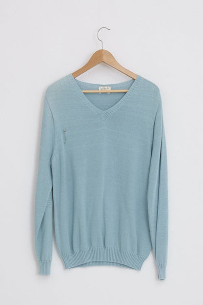 Pull col V coton bio et seacell