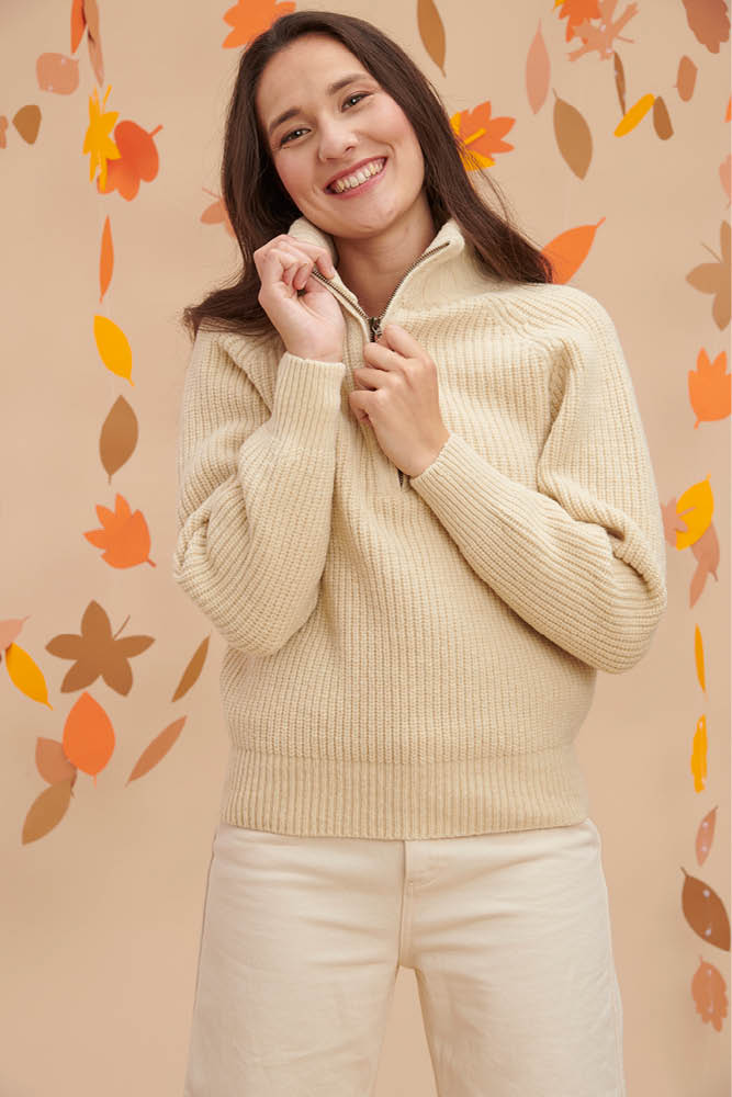 Pull en laine mérinos camionneur femme