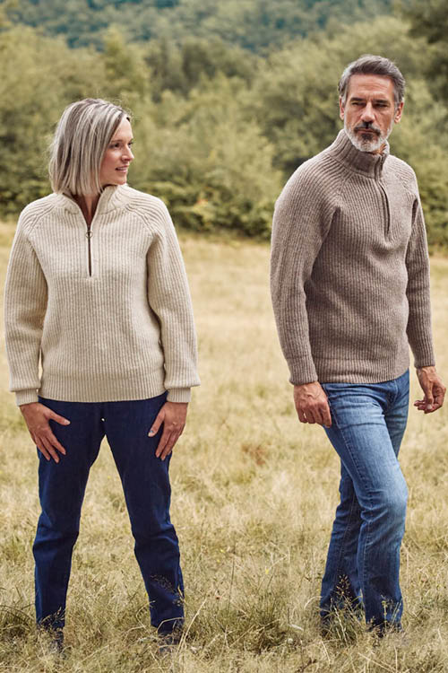 Pull en laine mérinos camionneur pour homme