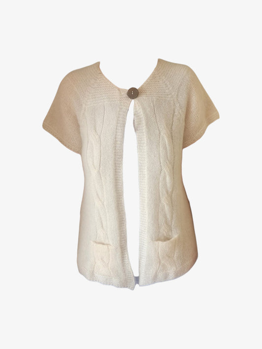 Gilet mohair écru manches courtes
