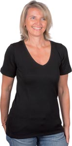 T-shirt laine mérinos col V pour femme
