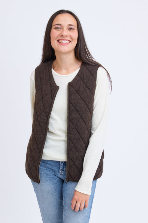 Doudoune sans manches en duvet de yack pour femme