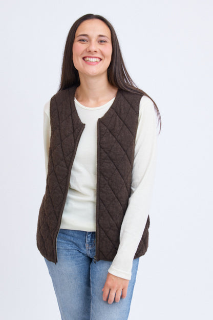 Doudoune sans manches en duvet de yack pour femme