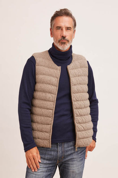 Doudoune sans manches en duvet de yack pour homme