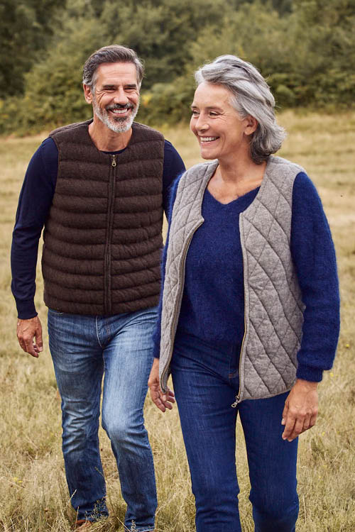 Doudoune sans manches en duvet de yack pour homme