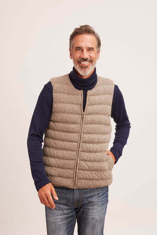 Doudoune sans manches en duvet de yack pour homme