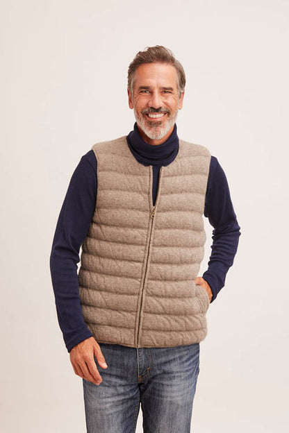 Doudoune sans manches en duvet de yack pour homme