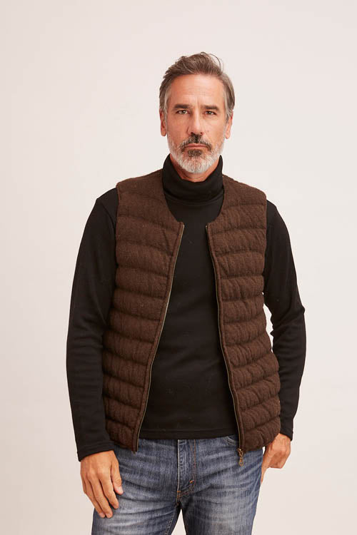 Doudoune sans manches en duvet de yack pour homme