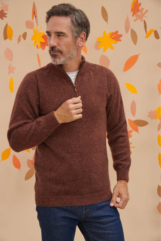Pull en laine yack col cheminée pour homme