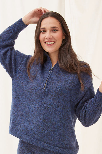 Pull en laine yack col cheminée pour femme