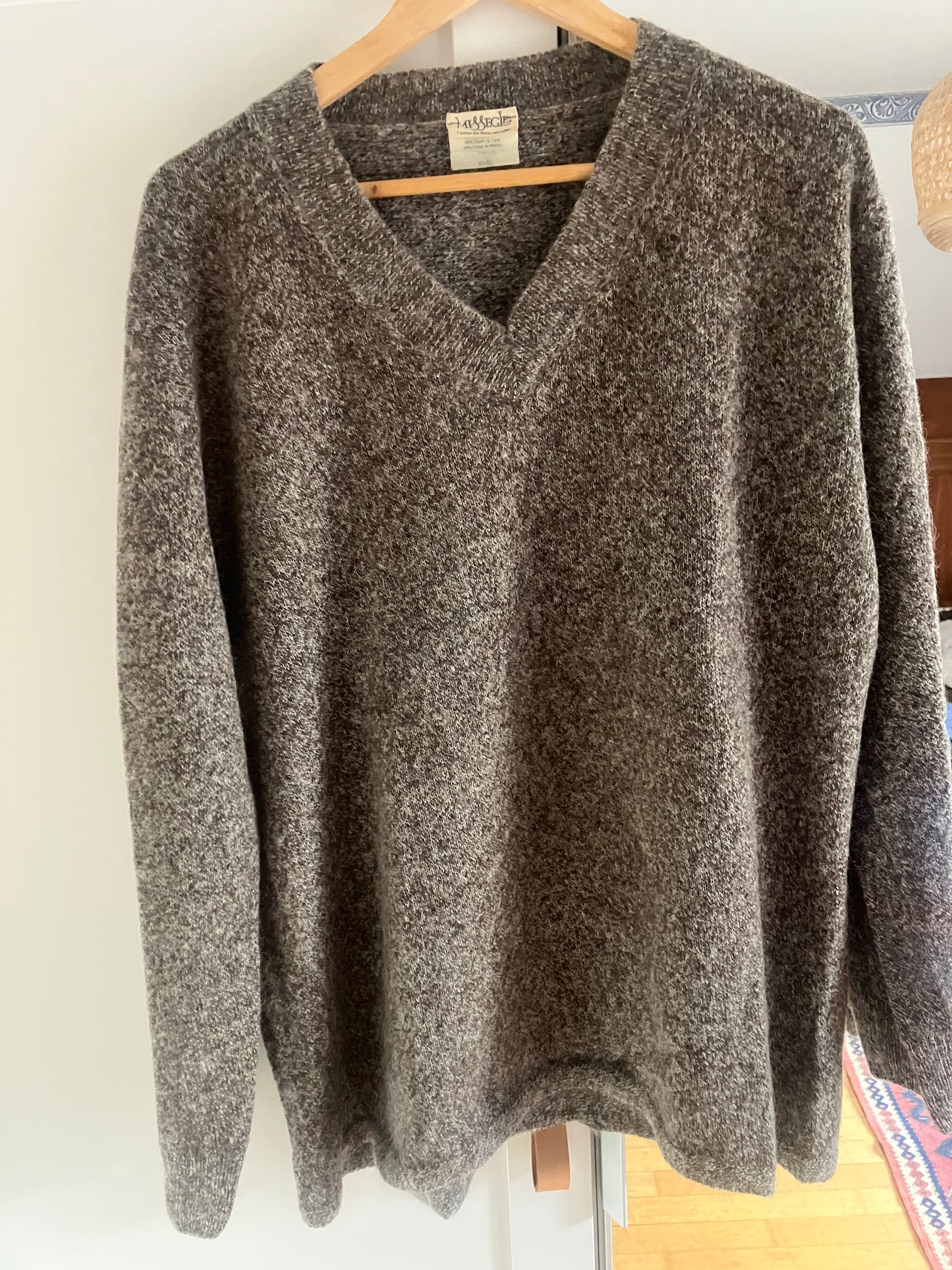 Grand pull laine col V en duvet de yack pour femme