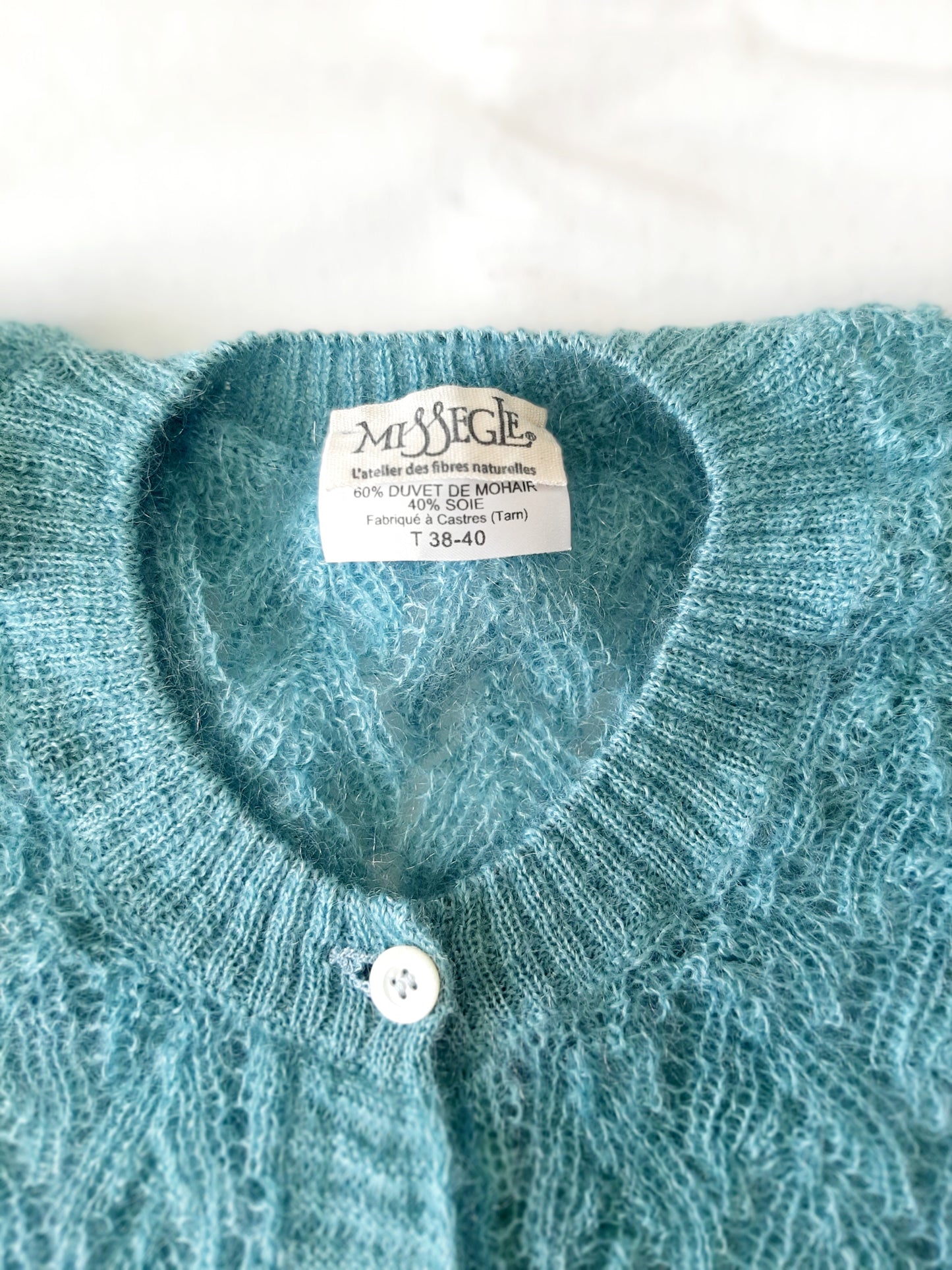 Gilet laine mohair ajouré femme