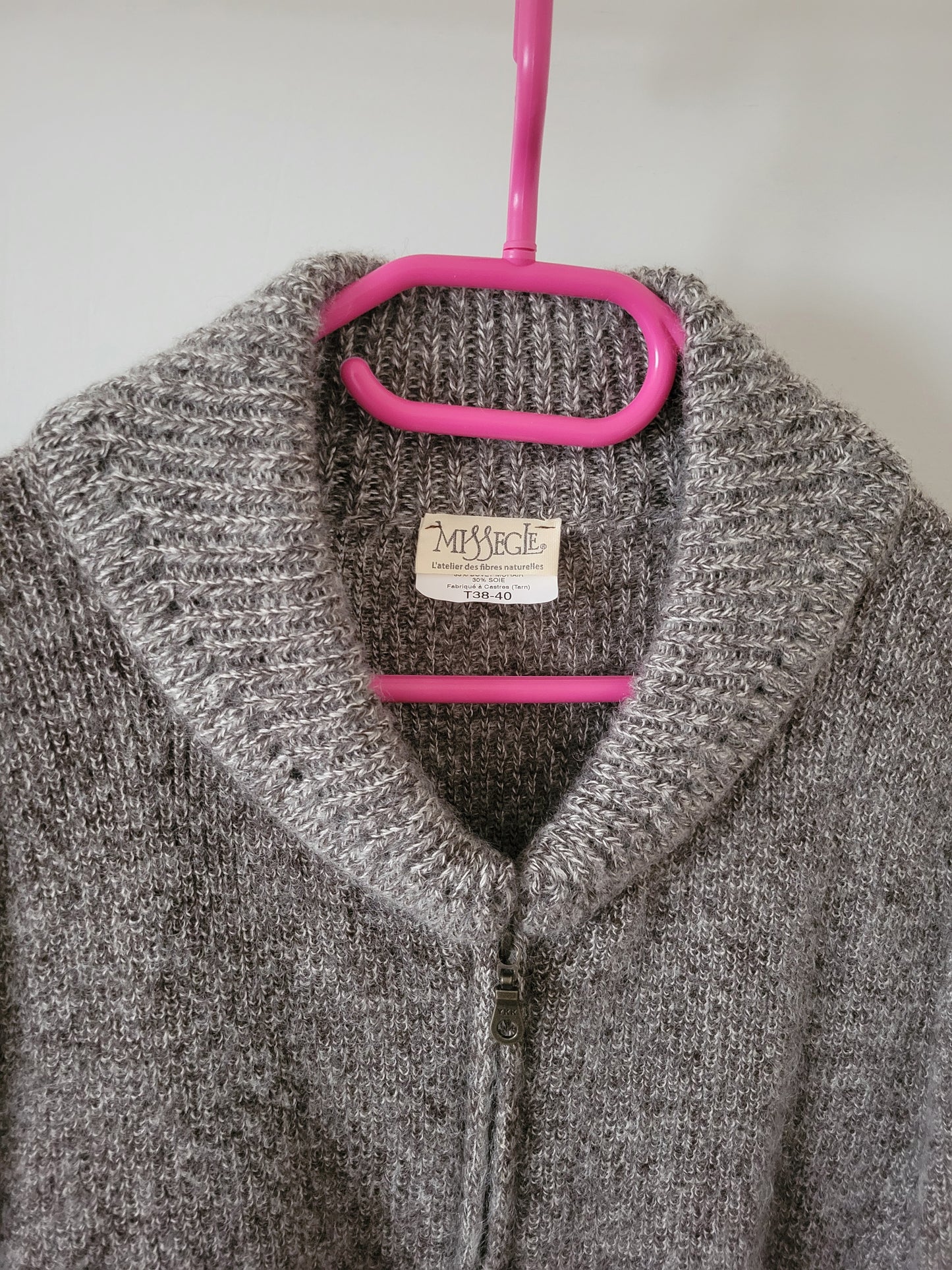 Blouson laine zippé duvet mohair, yack et soie pour femme