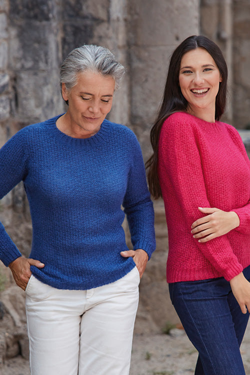 Pull laine mohair col rond pour femme