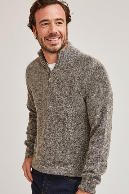 Pull en laine yack col cheminée pour homme
