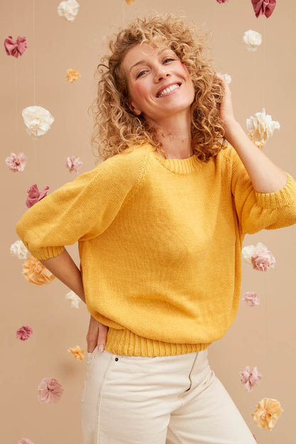 Pull manches courtes lin et coton bio/seacell pour femme