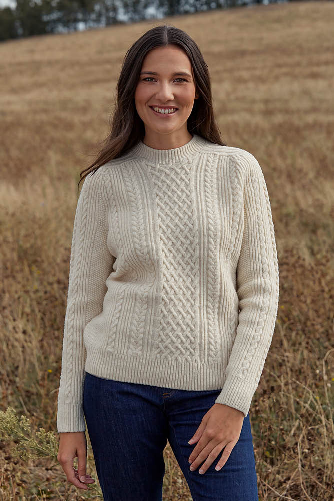 Pull en laine à torsades pour femme