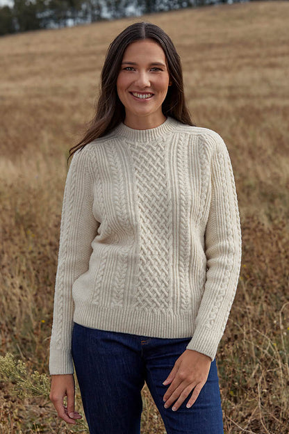 Pull en laine à torsades pour femme