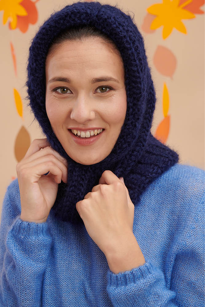 Cagoule en laine mohair et soie pour femme