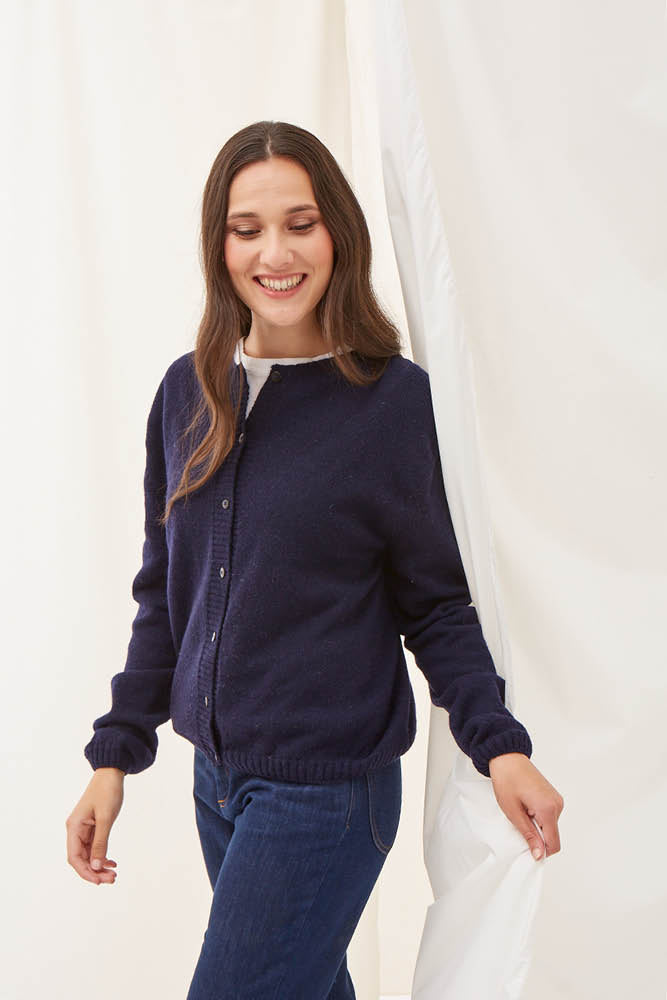 Cardigan en laine recyclée pour femme Rose
